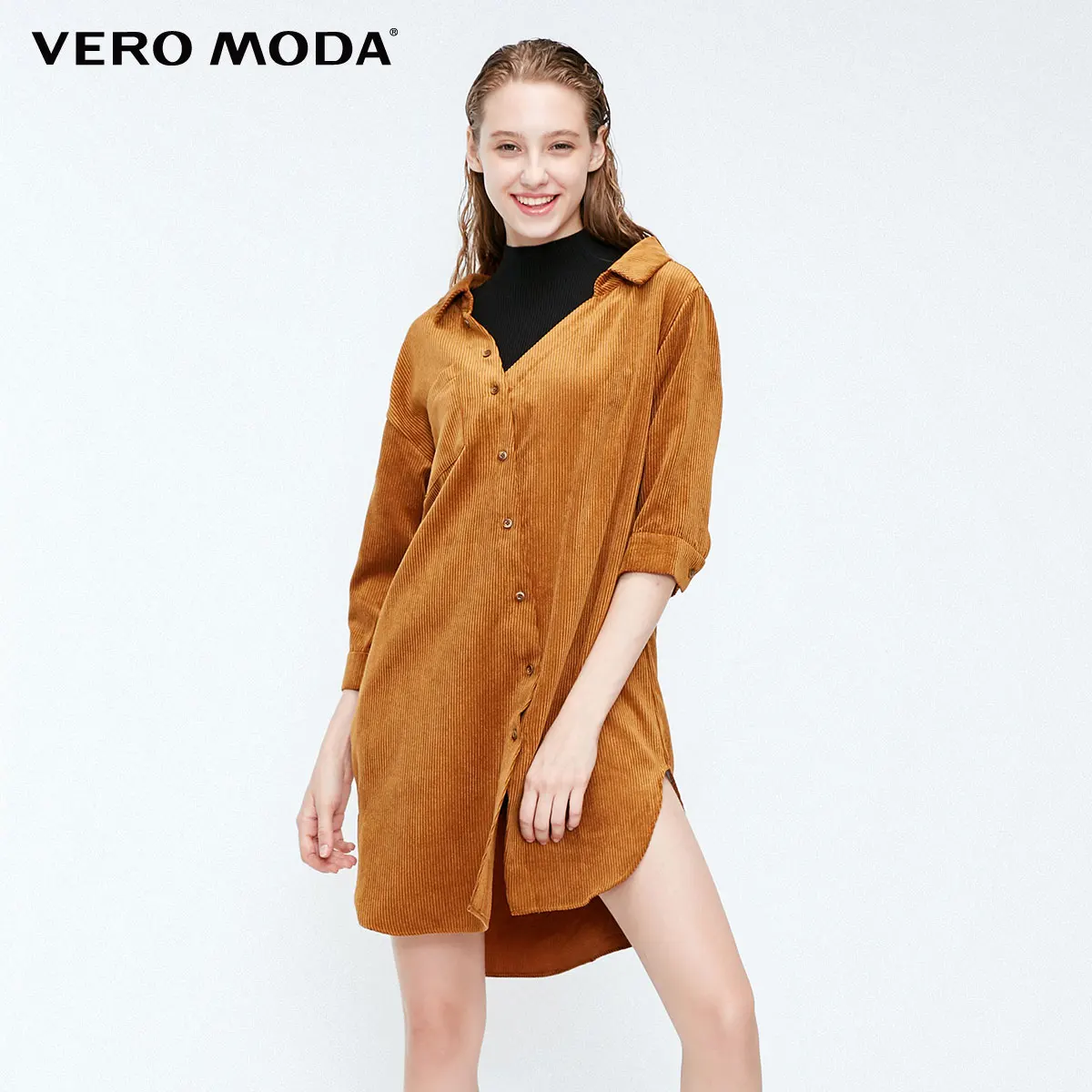 Vero Moda Новые поступления OL Стиль Круглый вырез из двух частей 3/4 рукава платье | 318431508