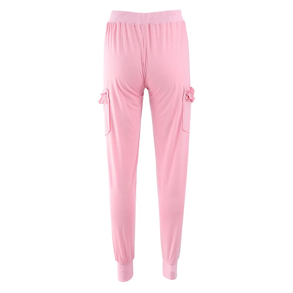 Женские повседневные штаны SAGACE однотонные брюки с эластичным поясом и карманами