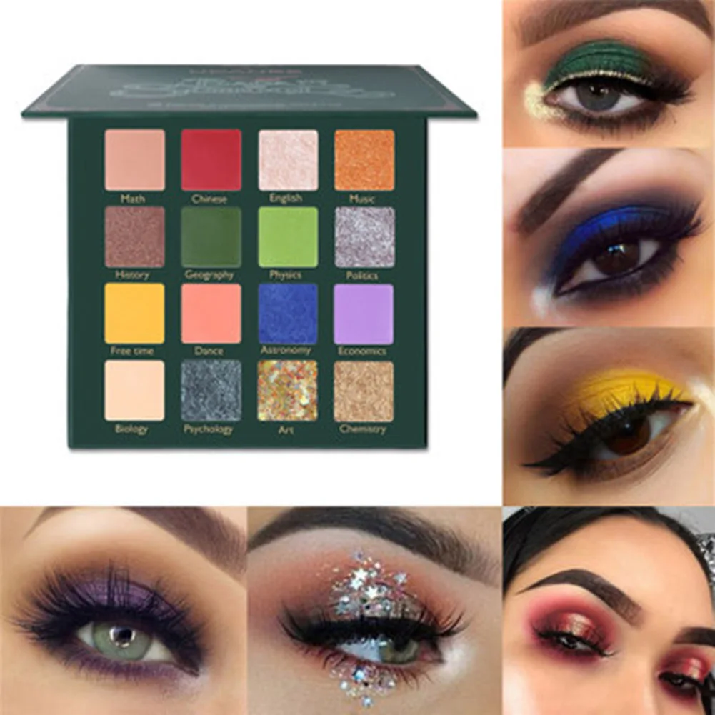 

Тени для век 16 цветов, палитра теней для век, пудра для макияжа, блендер, набор теней для век, великолепная косметика, идеальный цвет, 2019