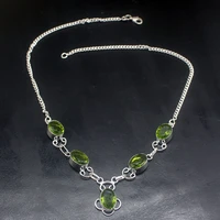 gemstonefactory jewelry big promotion 925 silver amazing natural green peridot ladies women chain necklace 46cm 202101699