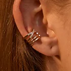 Хрустальные серьги, многослойные крестовые серьги-клипсы для женщин, украшения для ушей, серьги без отверстий, поддельные серьги, одиночные клипсы для ушей