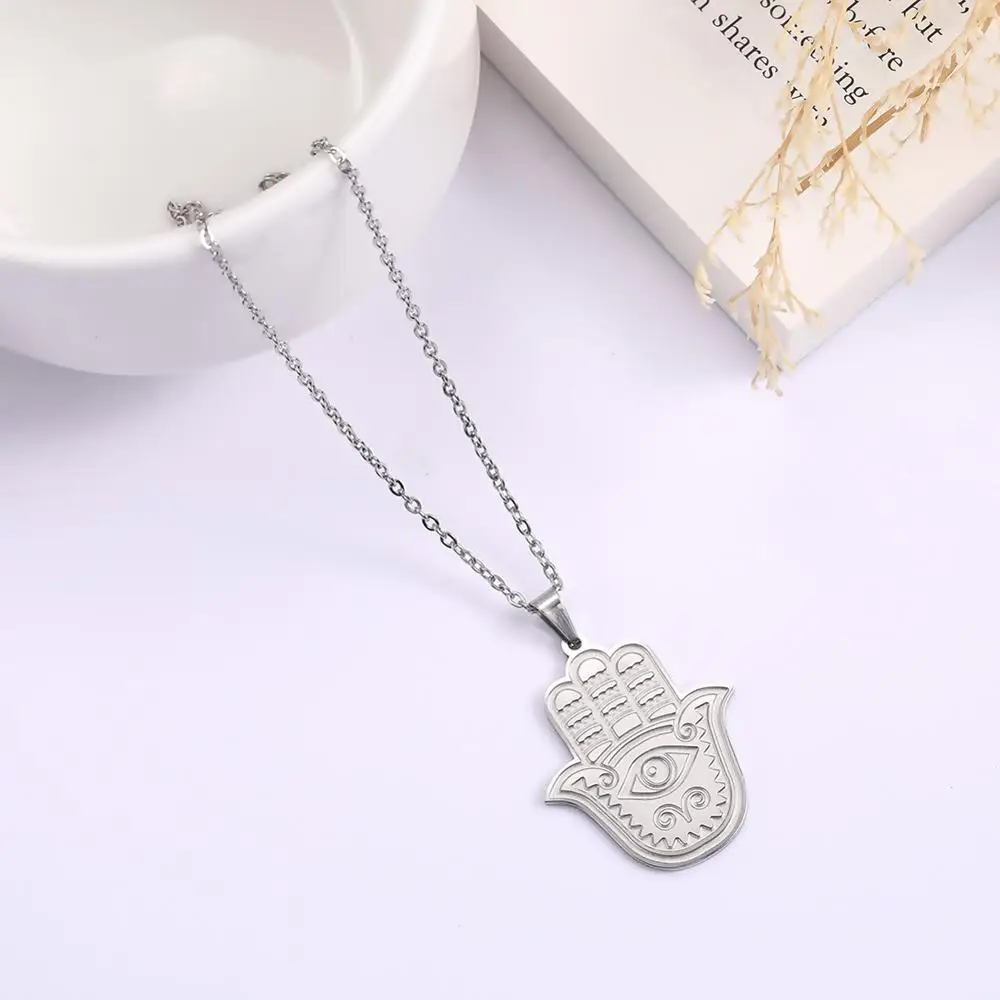 LIKGREAT кулон Рука Фатимы Хамса ожерелье для женщин цепочка из нержавеющей стали