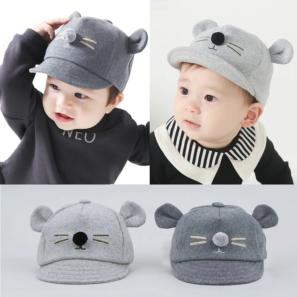

Kids Baby Girls Boys Winter Warm Knit Hat Bunny Rabbit Visor Baseball Cap Cotton Peaked Hat Cap