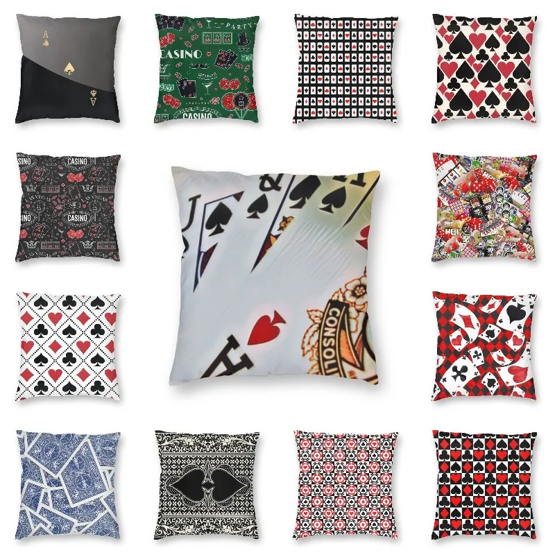 

Card Player Cushion Cover 45x45 Home Decorative 3D Printing Poker Card Royal Flush Throw Pillow for Car Double-sided