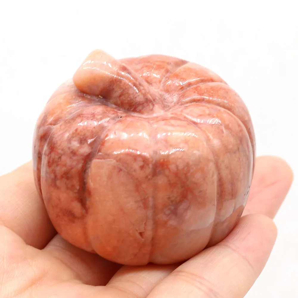

New Ornaments Natural Stone Carve Lifelike Pumpkin Shape Bead for Decorating Bars Bedrooms Study Rooms Balconies etc 45x50 mm