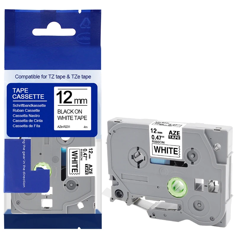 Атласная лента Labelife черная на белом цвете совместима с принтером для этикеток