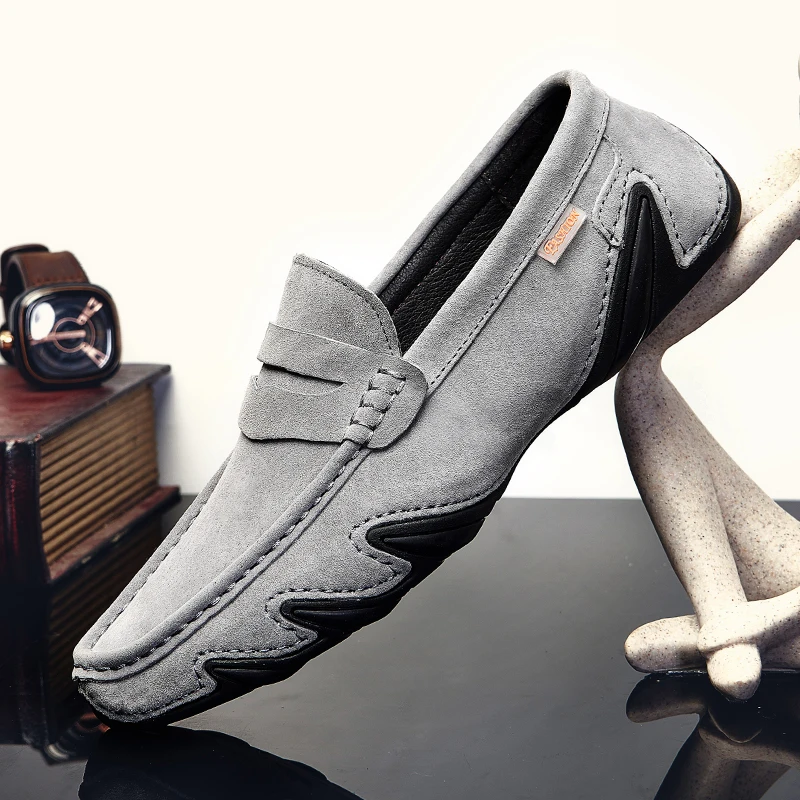 

Мокасины мужские из натуральной кожи, повседневные туфли, без застежки, удобная Уличная обувь, лоферы, черные