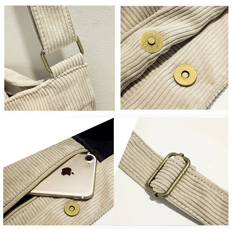 Женская Вельветовая сумка на плечо Hylhexyr Большая вместительная простая винтажная