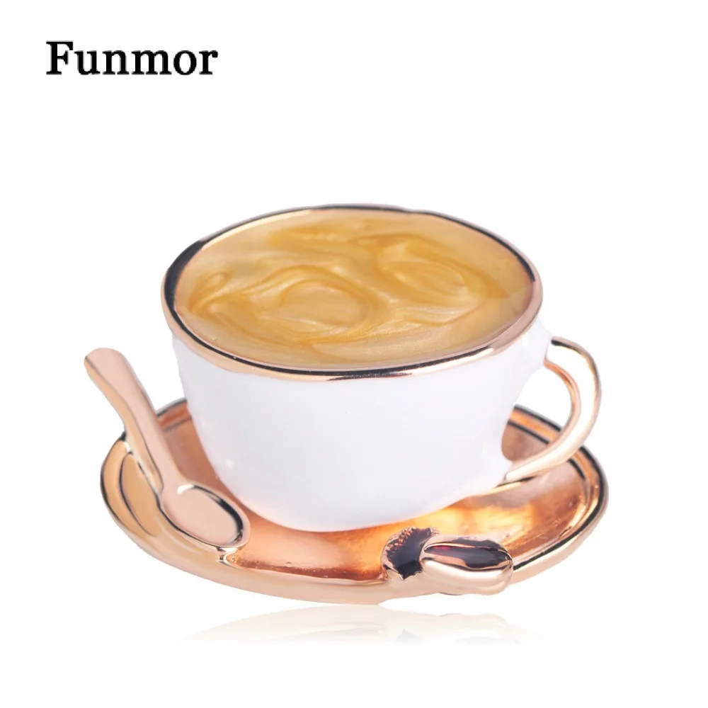 Funmor реалистичные броши в форме чашки кофе эмалированные знаки значок маленького