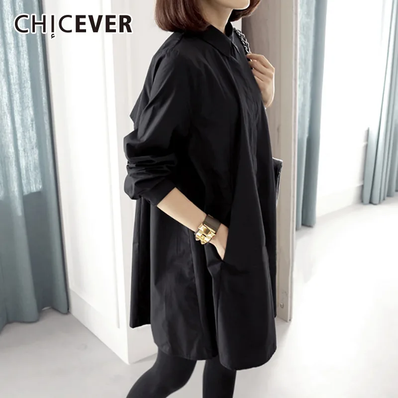 CHICEVER 2020 весенние женские топы и блузки рубашки с отворотом длинным рукавом
