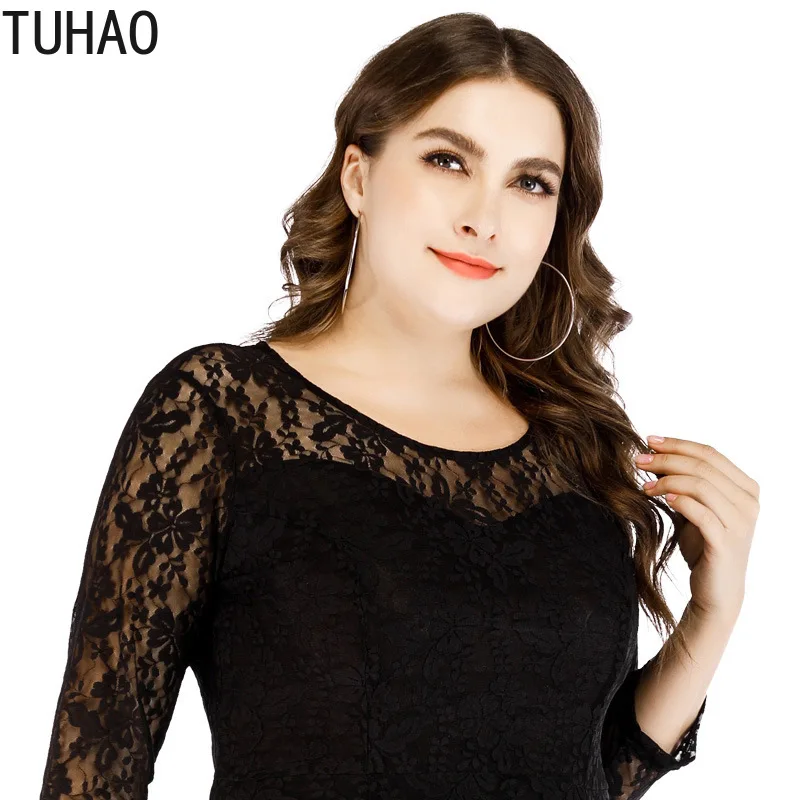TUHAO 6XL 5XL размера плюс кружевное платье длиной до пола женское элегантное длинное