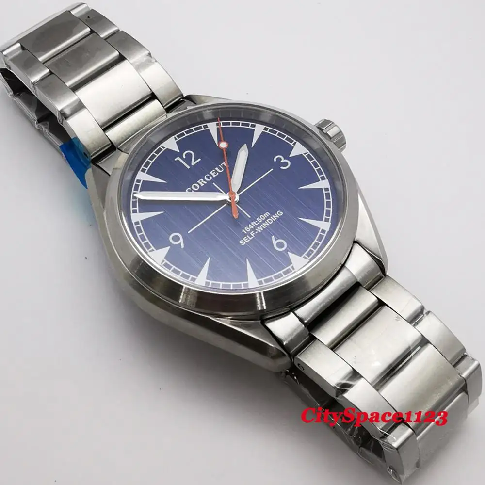 Мужские водонепроницаемые часы с автоматическим механическим сапфировым