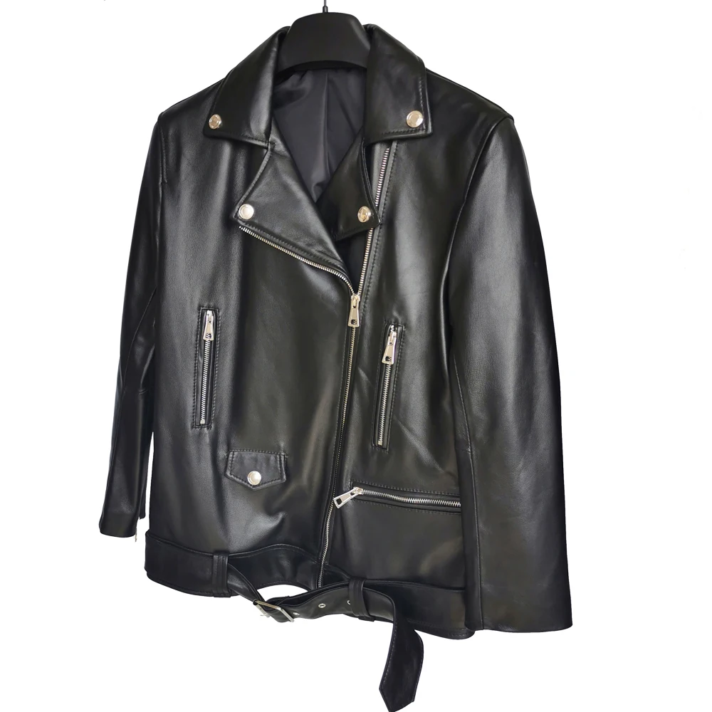 Maplesteed-Chaqueta de piel 100% para mujer, abrigo de piel de oveja Natural sueltos y suaves, largo, piel auténtica, gran tamaño, busto, 100-116cm, M488, otoño