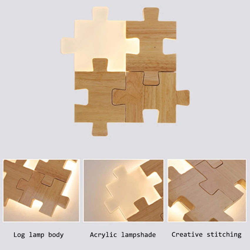 Современный светодиодный настенный светильник из цельного дерева акриловое