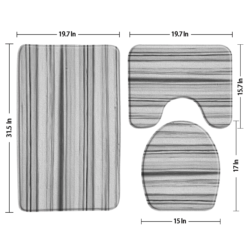 Черно-белый коврик для ванной с узором зебры нескользящий набор из трех