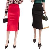 big size women work wear knee length pencil skirt for office ladies midi high waisted business slit professional skirts womens