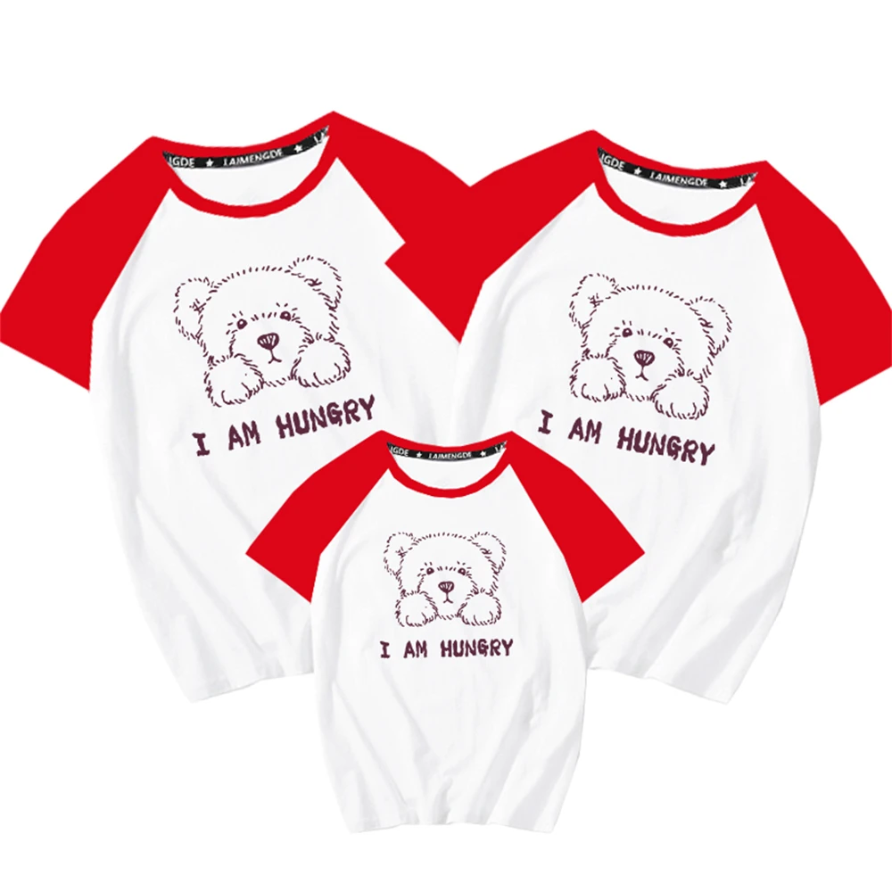 

Family Matching Clothes Summer O-Neck Cute Bear Print Tshirt Mother And Kids Short Sleeve Tee Tops For Boys Girls T Shirts
