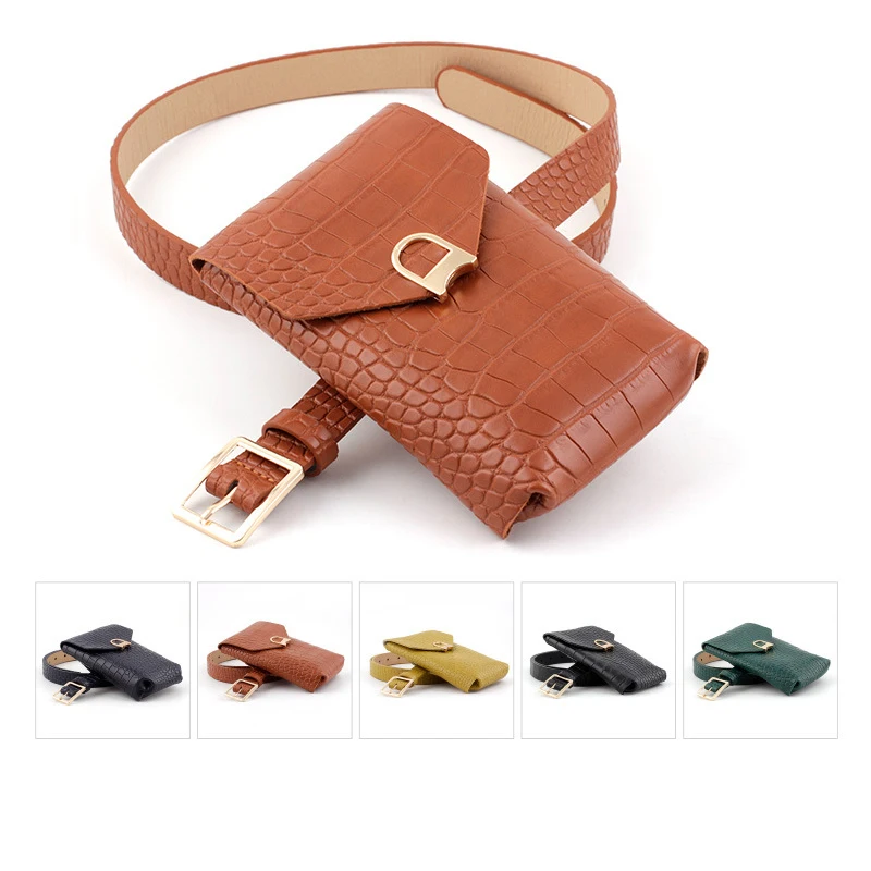 

HATCYGGO Women Waist Pack Crocodile Fanny Pack Leather Waist Belt Bag Casual Female Phone Bags For Women Chest Pack Bum Bag 2019