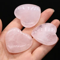 top sellings natural rose quartzs bead heart shape big stone bead for making diy jewelry necklace bracelet accessories 40x40mm