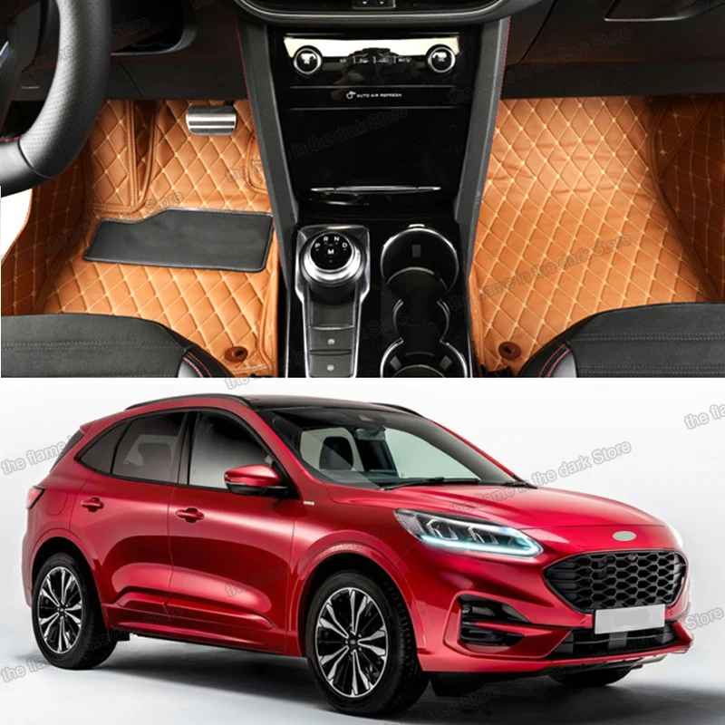 

Leather Car Floor Mat for Ford Kuga Escape 2019 2020 Rug Carpet Boot Cover Accessories 2021 2022 automobile seats cover interior