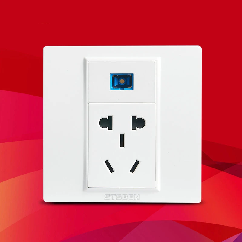 

86 Type Fiber SC Optical Interface Socket and concealed installation electrical Sockets power outlet wall faceplate 2+3 output