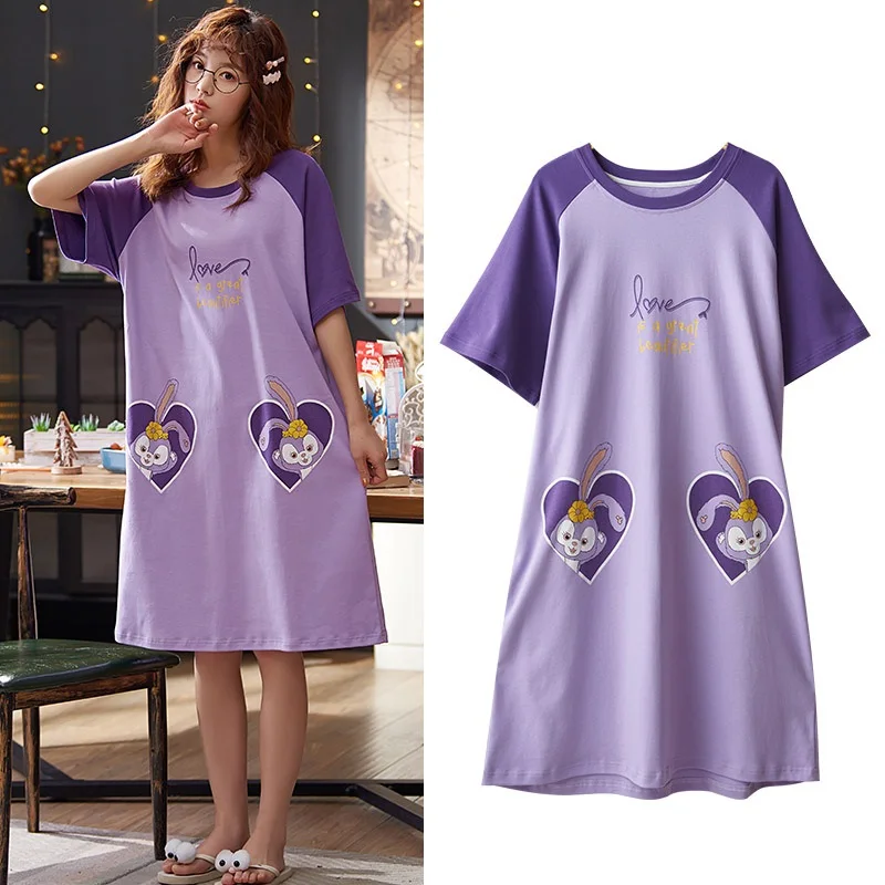 

New Cartoon Nightgowns For Women Sleepwear Cotton Nightdress Night Dress Summer Girls Sleepwear Home Clothes Nightwear Home Wear
