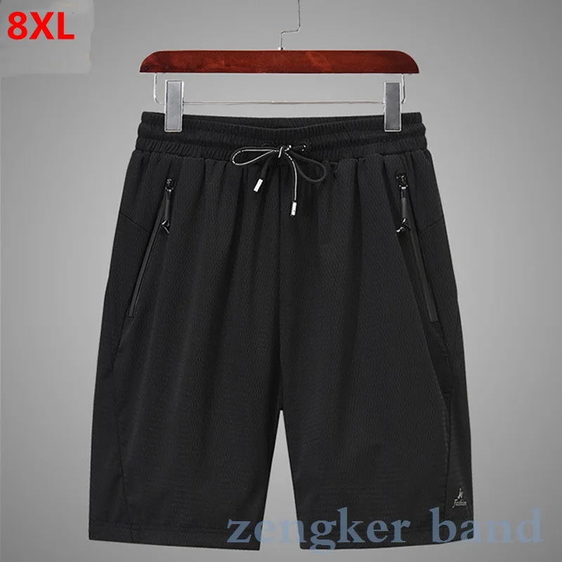 

New big size shorts 8XL 7xl loose quick-drying five-point pants solid color breathable mesh stretch shorts men