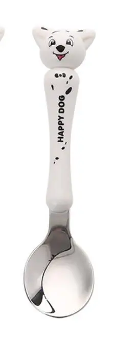 dog spoon 1/2 шт. детский набор ложка и вилка безопасности Нержавеющая сталь кормления столовых приборов изображением героини мультфильма «Леди кормушки посуда ложка для кормления посуда - Цвет: dog spoon