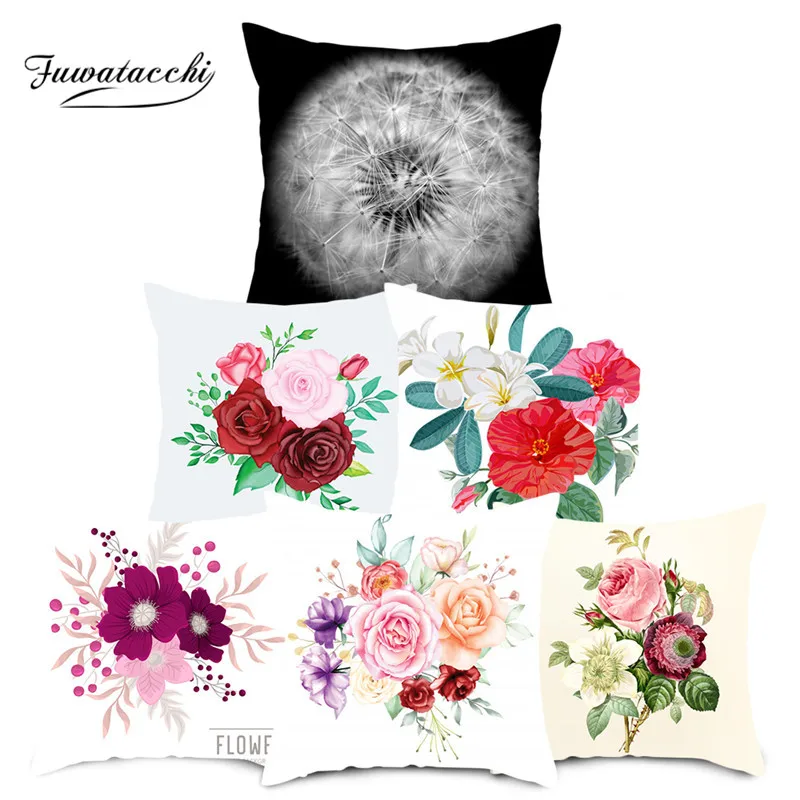 Fuwatacchi Одуванчик подушки с рисунком цветов Крышка Полиэстер растение Цветочная