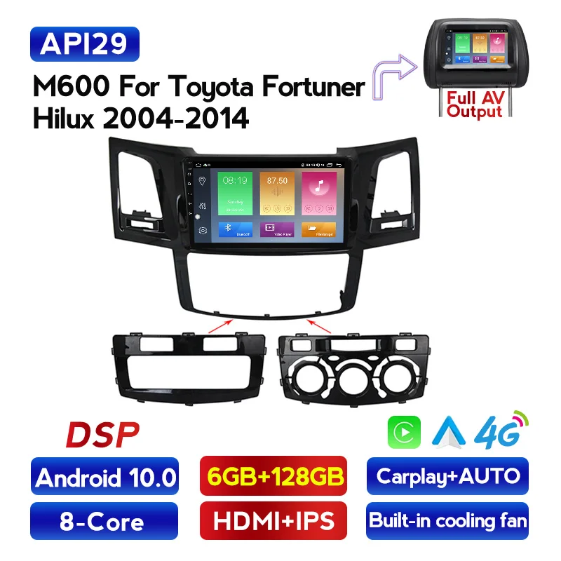 Android 10 DSP IPS экран для Toyota Hilux Fortuner 2012 2015 2Din автомобильный аудио gps мультимедийный