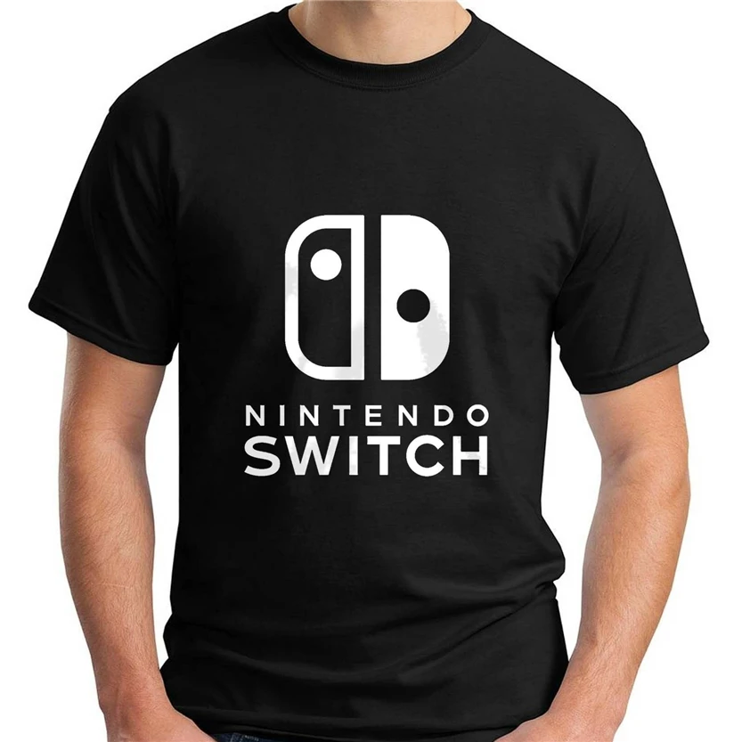 Новый контроллер nintendo Switch с логотипом короткий рукав Черная Мужская футболка