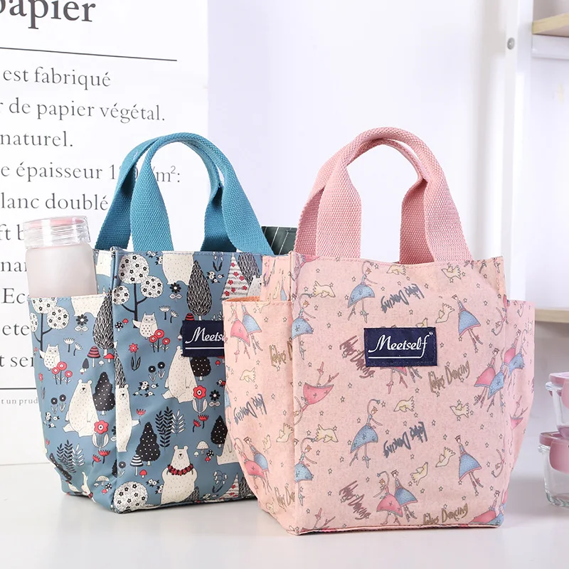 

Zipper Lunch Bag Lunch Box Bag Portable Women Oxford Cloth Mommy Canvas Handbag