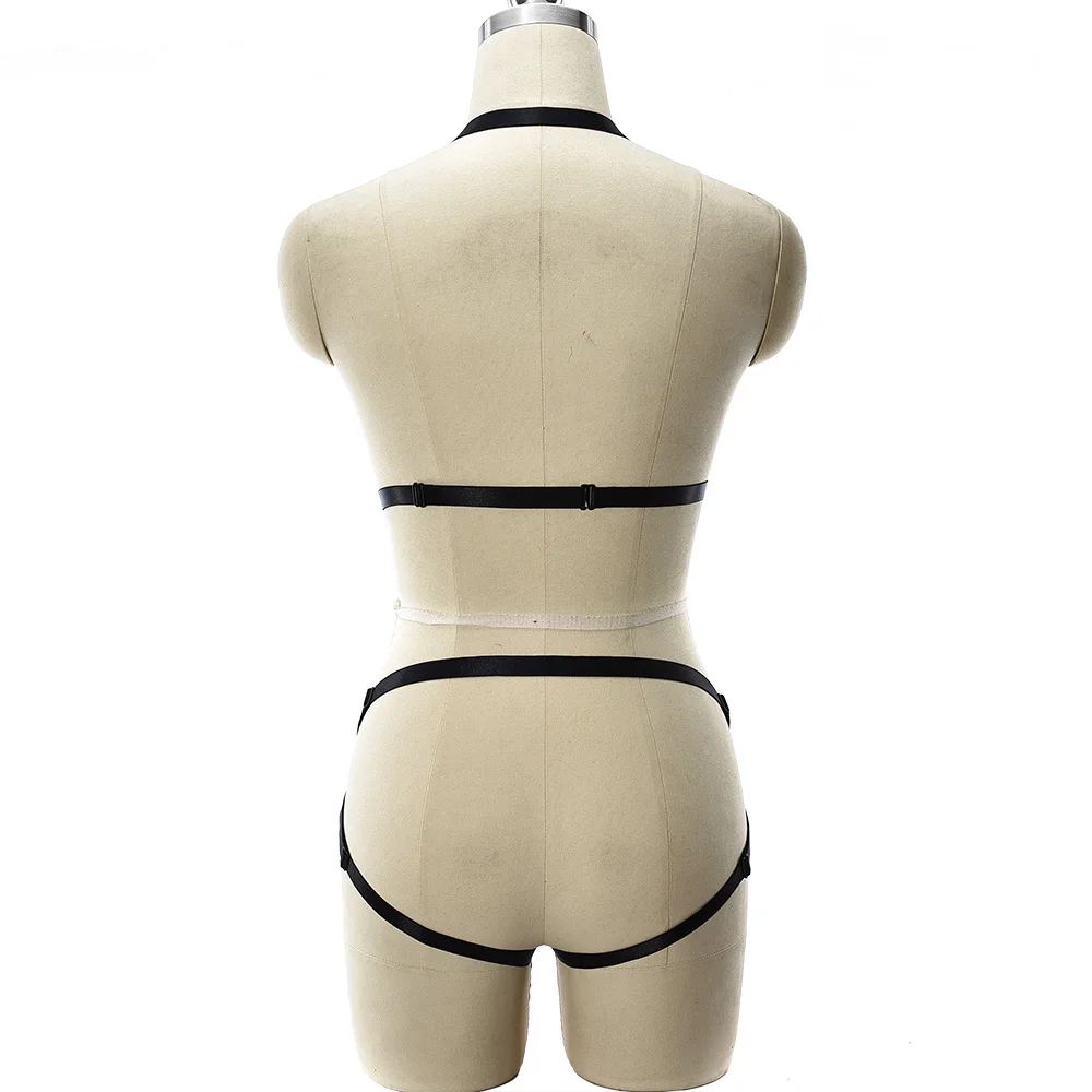 Портупея с вырезами черный сексуальный комплект нижнего белья бандаж для танцев