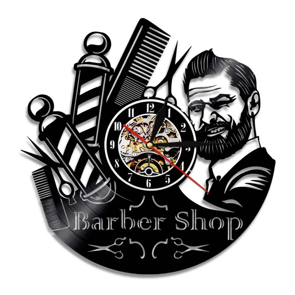 

Barber Shop Oclock Decorative Wall Clocks Hairdresser Vinyl Wall Clock Modern Design 3D Watches Wall Decor For Barber Salon