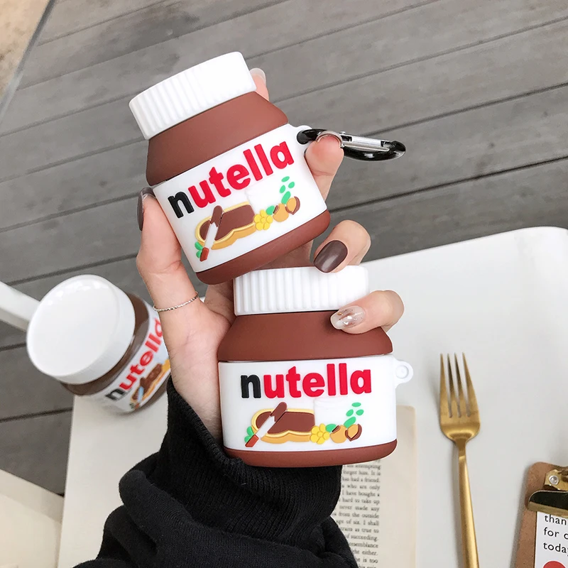 Nutella Hazelnut sauce Canned case For airpods Silicone Cover Case Cute Earphone 3D Headphone Protective |