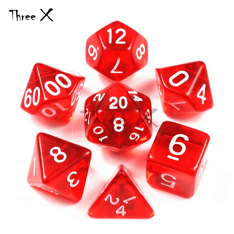 Colorful Top Quality Dice Set of 7 Translucent Sided D4 D6 D8 D10 D12 D20 for DND Dados Rpg Boardgame | Спорт и развлечения