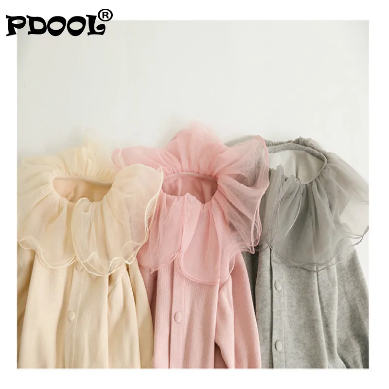 

Girls' Coat Mesh Lotus Leaf Collar Doll Top Cardigan Autumn New Children's Clothing 3-8 Years Old