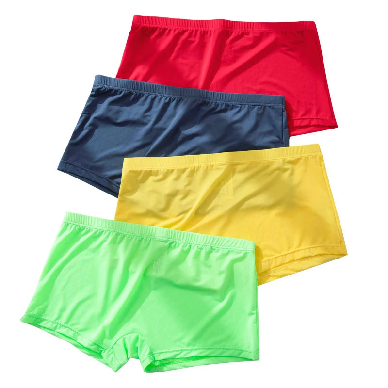 

Seamless Boxers For Men Ice Silk Underwear Breathable Thin Quick Dry Boxer Shorts Low Waist Men's Underwear Solid Color Panties