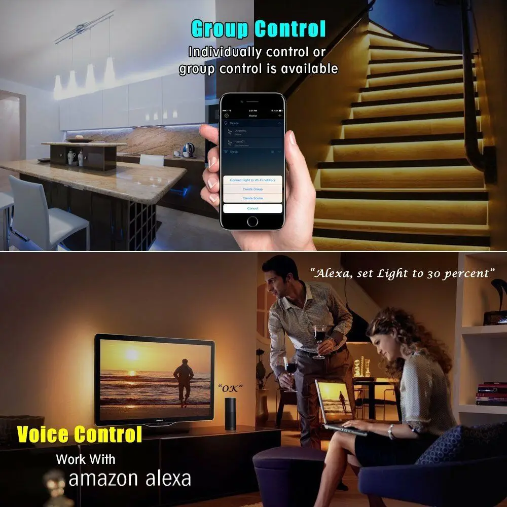 5M 10M Tuya Zigbee Smart CCT Led Strip 5050 Dual White 2in1 Warm white &amp White+Mini Controller+12V Power Echo Plus Voice Control |