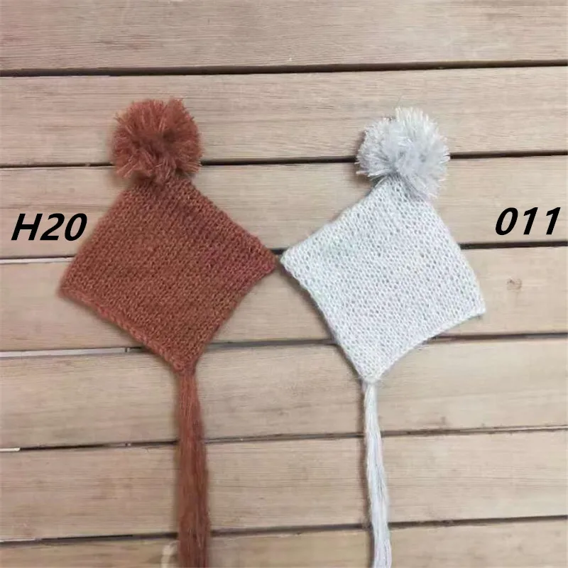 Sombrero de Mohair tejido a mano, accesorios de fotograf&iacute;a para reci&eacute;n nacidos-0