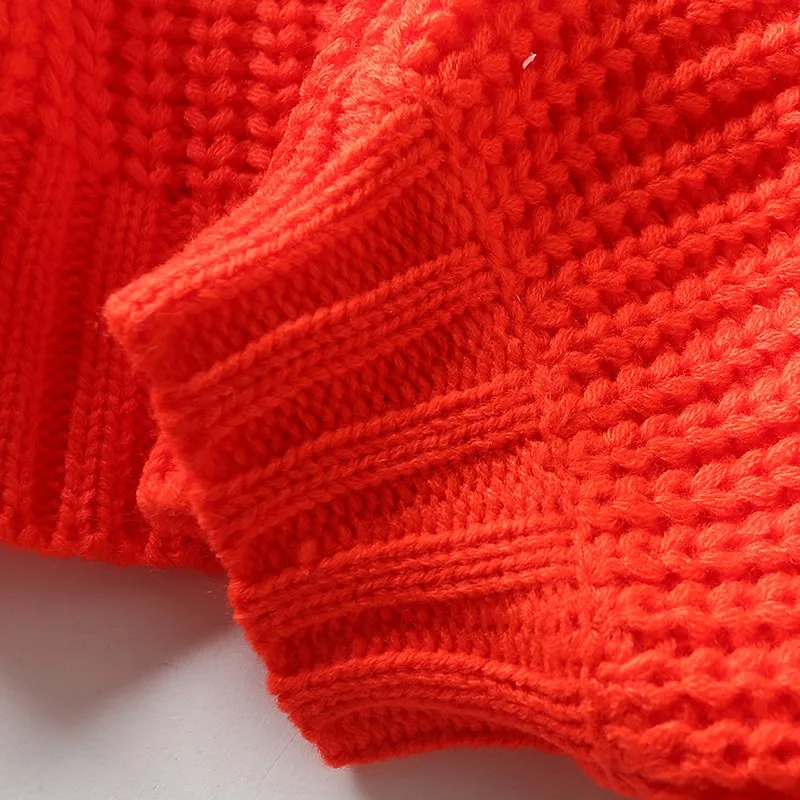 Artsnie Winter Turtleneck Sweater Women Lantern Sleeve Warm Pull Femme Hiver Sweet Red Knitted Cropped Sweaters Jumper Female | Женская