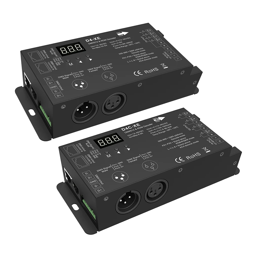 4 Ch DMX512 декодер светодиодный контроллер DC12 24 36 V ШИМ Диммер драйвер с XLR3 RJ45 для rgb лампа rgbw полосы и светодиодный модуль