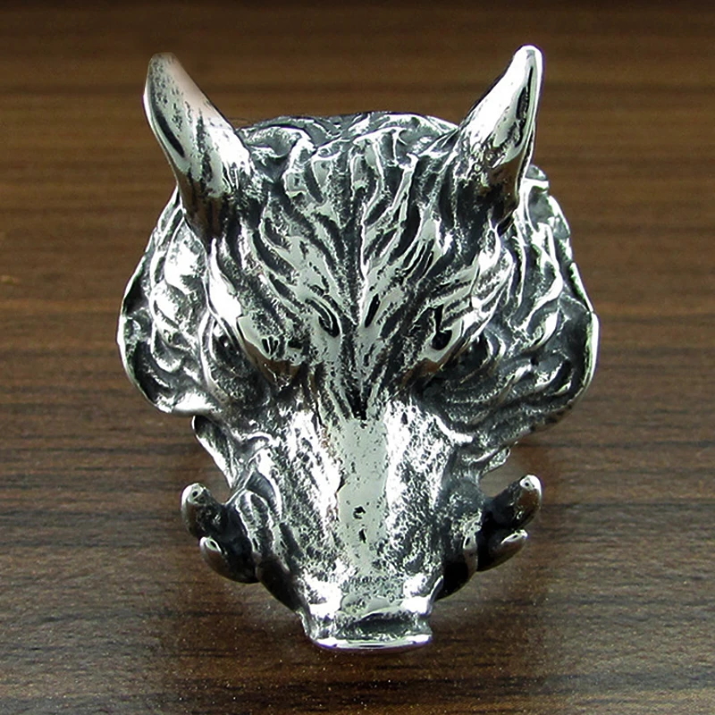 Властные 316L кольца из нержавеющей стали дикий кабан мужские Sus Scrofa панк