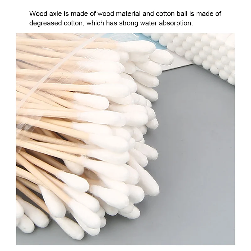 

200 шт деревянные ватные палочки биоразлагаемые с двойным наконечником деревянные ватные палочки для макияжа EIG88