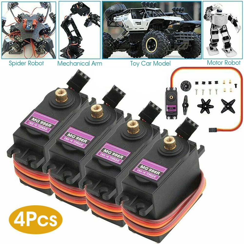 

4pcs Mg996r Metal Gear Digital Torque Servo Mg995 Metal Gear Motor For Futaba Jr Rc Truck Racing Auto Accessories