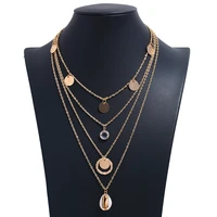 vintage tassel coin necklace for women multiple layers gold color pendant long necklaces fashion female accessories 2019 new