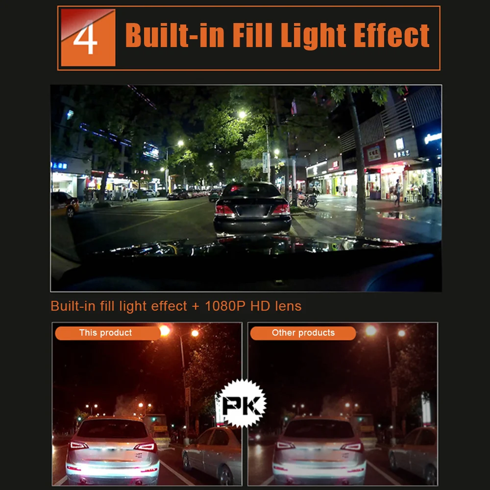 1080P&amp480P Car DVR with Rear View Camera Dash 4.3 Inch Full HD Cycle Recording Dual Lens Reversing Image Mirror Dashcam | Автомобили и