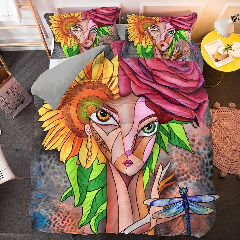 

Домашний текстиль, набор постельного белья абстрактного цвета с масляной живописью, роскошное постельное белье, односпальное покрывало, по...