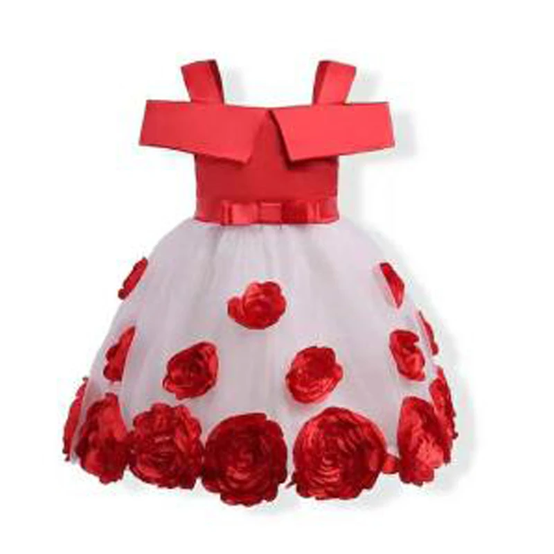 Little Girl Ceremonies Dress Rose Children's Clothing Tutu Kids Dresses For Girls Clothes Wedding Party Gown Vestidos Robe Fille | Детская