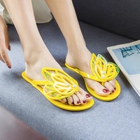 summer new fashion beach shoes lndoor and outdoor solid flat with flip flops flower crystal jelly sandals non slip high quality